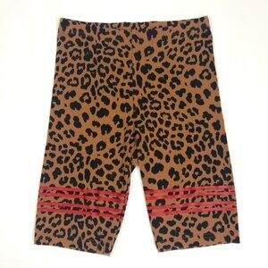 NWOT Flirtitude Bike Shorts Womens M Brown Black Red Leopard Animal Print Sporty